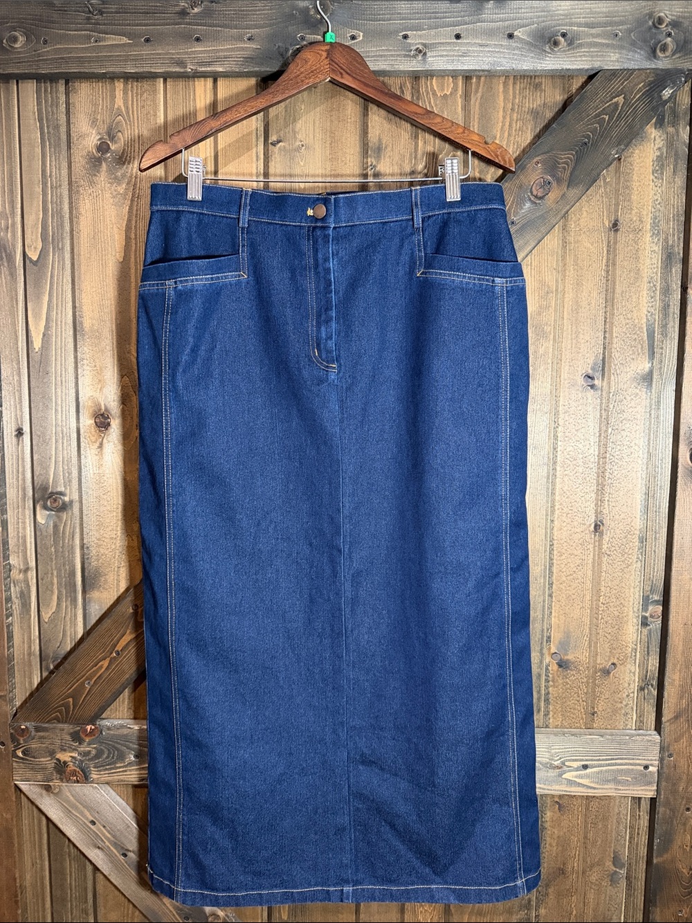 Haggar Denim Maxi Skirt in Dark Blue